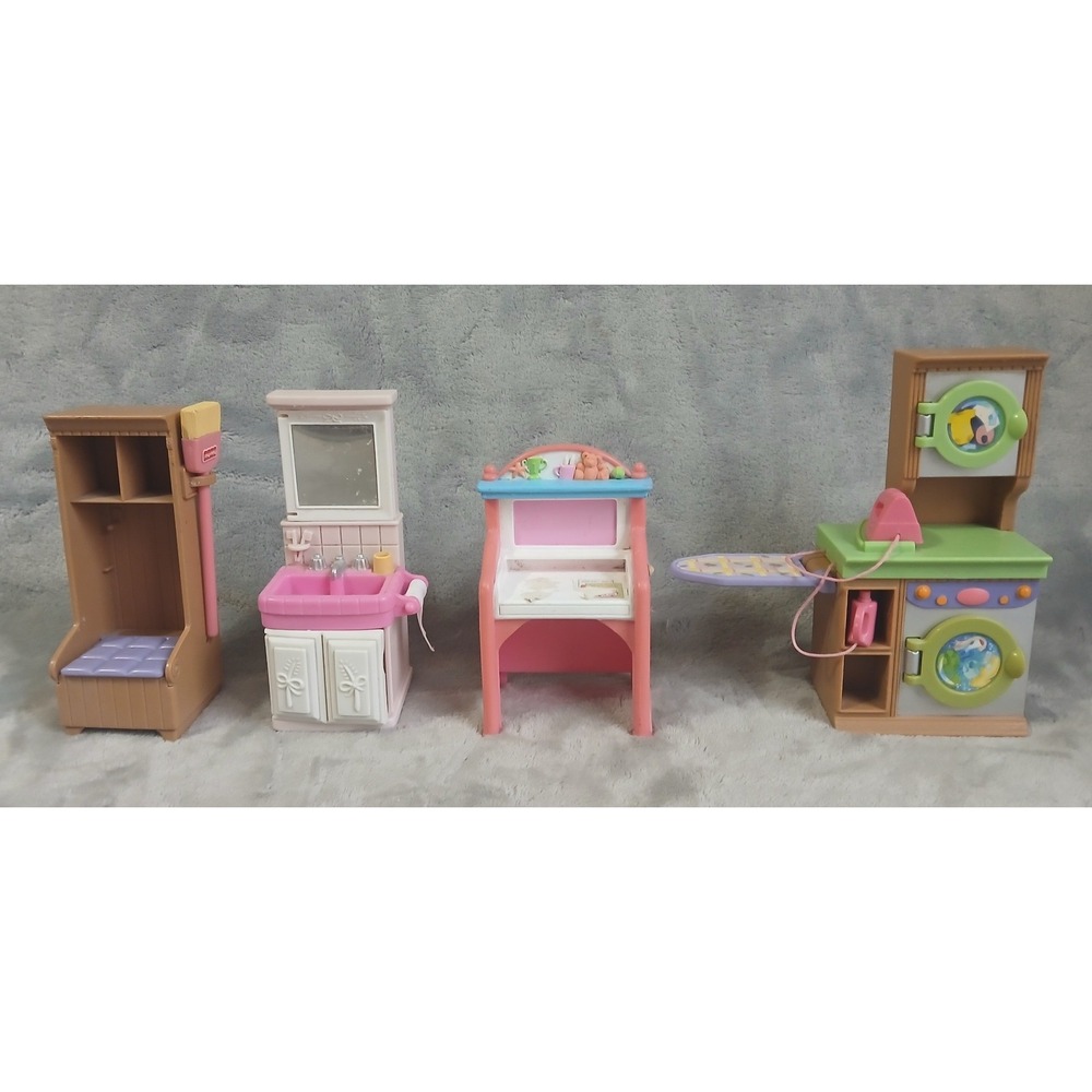 Fisher Price Loving Family Dollhouse Furniture Set Laundry Bathroom Mudroom Desk